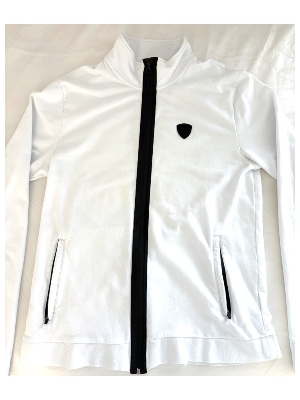 EMPORIO ARMANI EA7 Track Jacket Zip in White/Black Trim (Medium) (LIKE NEW) $290
